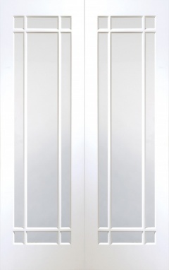 Internal Primed White Cheshire Rebated Door Pair with Clear Glass