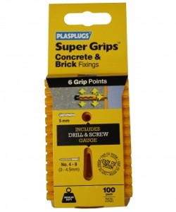 Plasplugs Yellow Super Grips Wall Fixings (100)