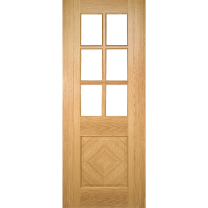 Internal Pre-Finished Oak Kensington Clear Bevelled Glazed Door