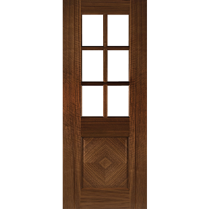 Internal Pre-Finished Walnut Kensington Clear Bevelled Glazed Door
