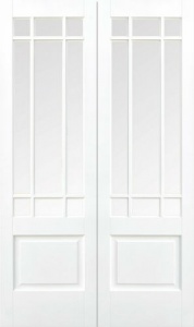 Internal Primed White Downham Glazed Solid Door Pairs
