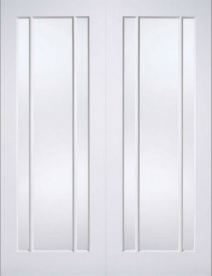 Internal Primed White Lincoln Glazed Solid Door Pairs