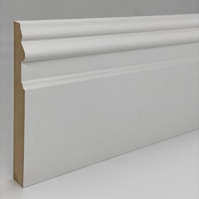MDF Double Sunk Skirting Board - White Primed 2.2m x 219mm x 18mm