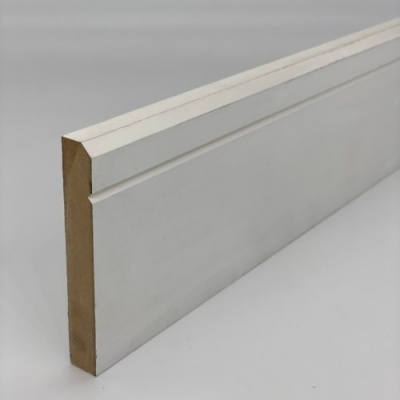 MDF Chamfered & Grooved Skirting Board - White Primed 2.2m x 144mm x 18mm