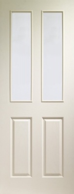 Internal White Moulded Victorian 4 Panel Door with Clear Glass