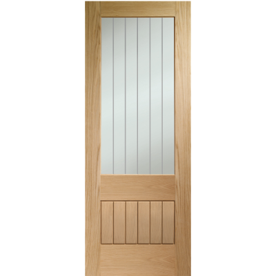 Internal Pre-Finished Oak Suffolk Essential Clear Etched 2XG Glazed Door