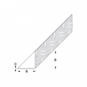 23.5 x 23.5 mm Checkerplate Angle Uncoated Aluminium 2.5 metres