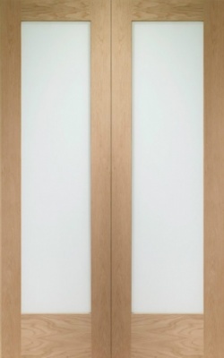 Internal Oak Pattern 10 Rebated Door Pair with Clear Glass