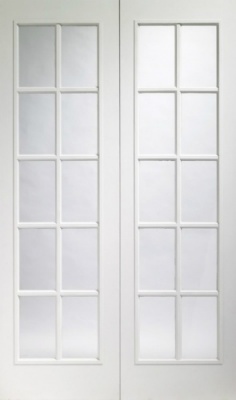 Internal Primed White Moulded Portobello Rebated Door Pair with Clear Glass
