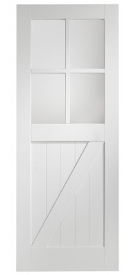 Internal Primed White Cottage Door with Clear Glass