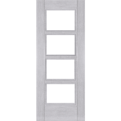 Internal Pre-Finished Light Grey Ash Montreal Clear Glazed Door