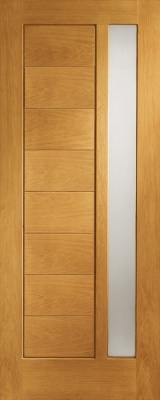 External Pre-Finished Oak Modena Door with Obscure Glass
