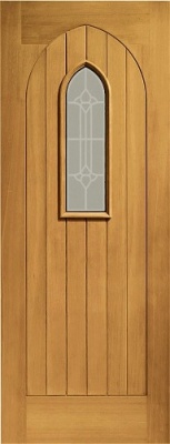 External Oak Westminster Double Glazed Door with Decorative Glass