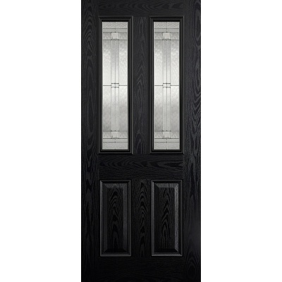 External GRP Composite Malton Black and White Glazed Door