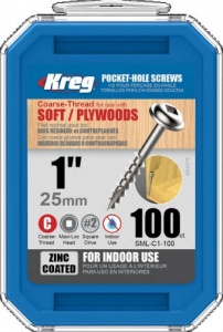 Kreg Zinc Coated Pocket Hole Screw 25mm (1'') Coarse Thread
