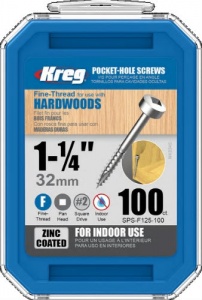 Kreg Zinc Coated Pocket Hole Screw 32mm (1 1/4'') Fine Thread
