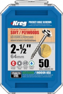 Kreg Zinc Coated Pocket Hole Screw 64mm (2 1/2'') Coarse Thread
