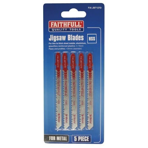 Faithfull Jigsaw Blades T127D Straight cut in metals