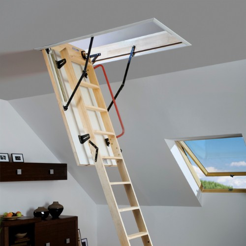 Fakro Lwk Komfort 3 Section Folding Wooden Loft Ladder Loft Ladders