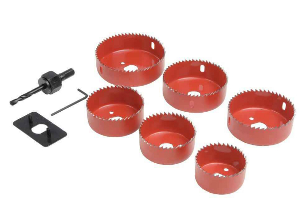 Down Light Hole Saw Kit 9 Piece Set 50 To 86 Mm