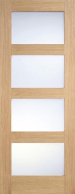 Internal Pre-Finished Oak Shaker 4 Panel Frosted Glazed Door