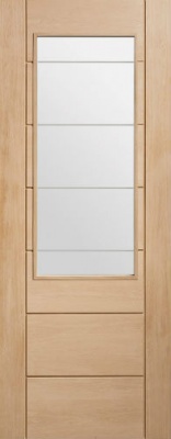 Internal Oak Palermo 2XG Clear Etched Glazed Door