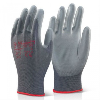 Click Puggies Snug Fit PU Coated Gloves Grey