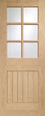Internal Pre-Finished Oak Suffolk Clear Glazed Door