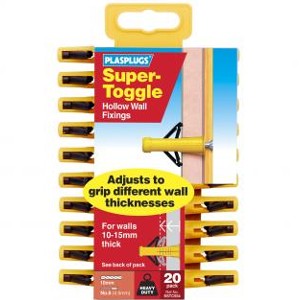 Plasplugs Super-Toggle Plasterboard Hollow Wall Fixings (pack of 20)
