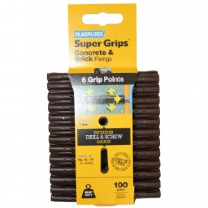 Plasplugs Brown Super Grips Wall Fixings (100)