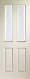 Internal White Moulded Victorian 4 Panel Door with Forbes Glass