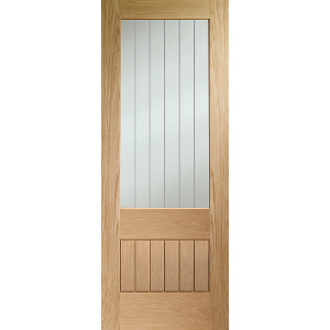 Internal Pre-Finished Oak Suffolk 2XG Glazed Door with Clear Etched Glass