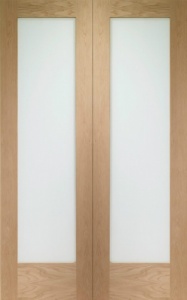 Internal Oak Pattern 10 Rebated Door Pair with Clear Glass