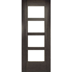Internal Pre-Finished Dark Grey Ash Montreal Clear Glazed Door