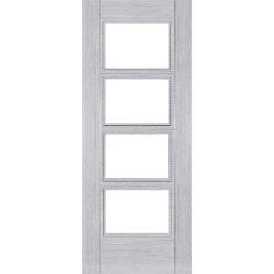 Internal Pre-Finished Light Grey Ash Montreal Clear Glazed Door