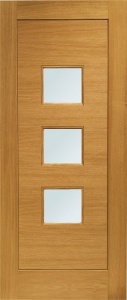 External Pre-Finished Oak Double Glazed Turin Door with Obscure Glass