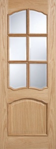 Internal Oak Riviera Glazed Door with Raised Mouldings