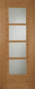 Internal Pre-Finished Oak Iseo Crown Cut Veneer 4 Light Door