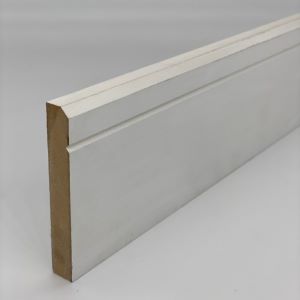 MDF Chamfered & Grooved Skirting Board - White Primed 4.4m x 144mm x 18mm