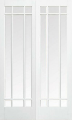 Internal Primed White Manhattan Glazed Solid Door Pairs