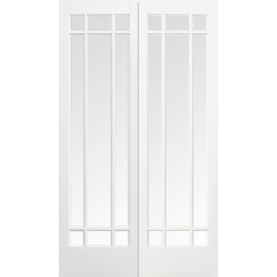 Internal Primed White Manhattan Glazed Solid Door Pairs